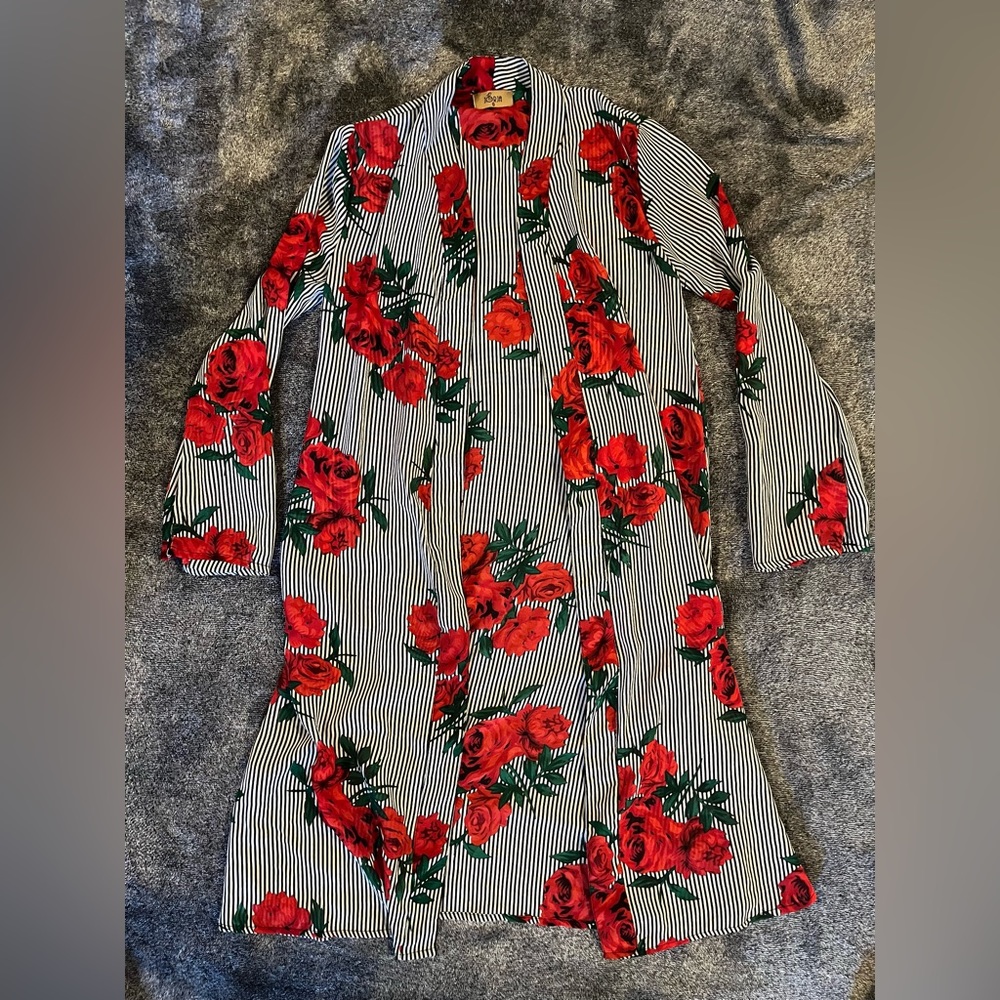 Jorja Duster Kimono - Size Small - sheer Floral roses